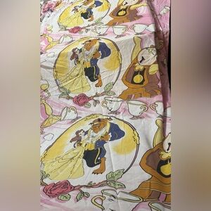 Vintage 90s Disney Dancing Beauty and the Beast Girls Flat Bed Sheet Twin